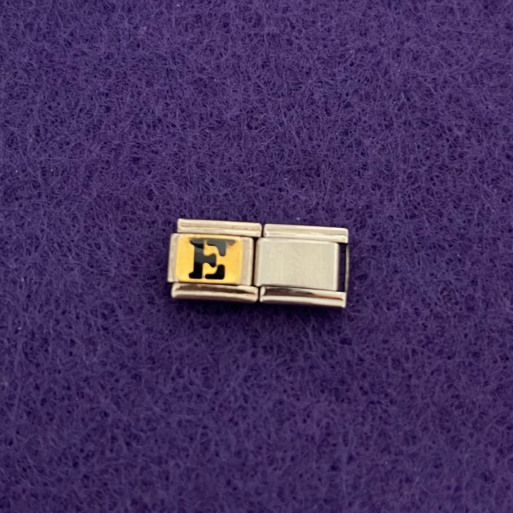 Gold and black letter E Italian charm